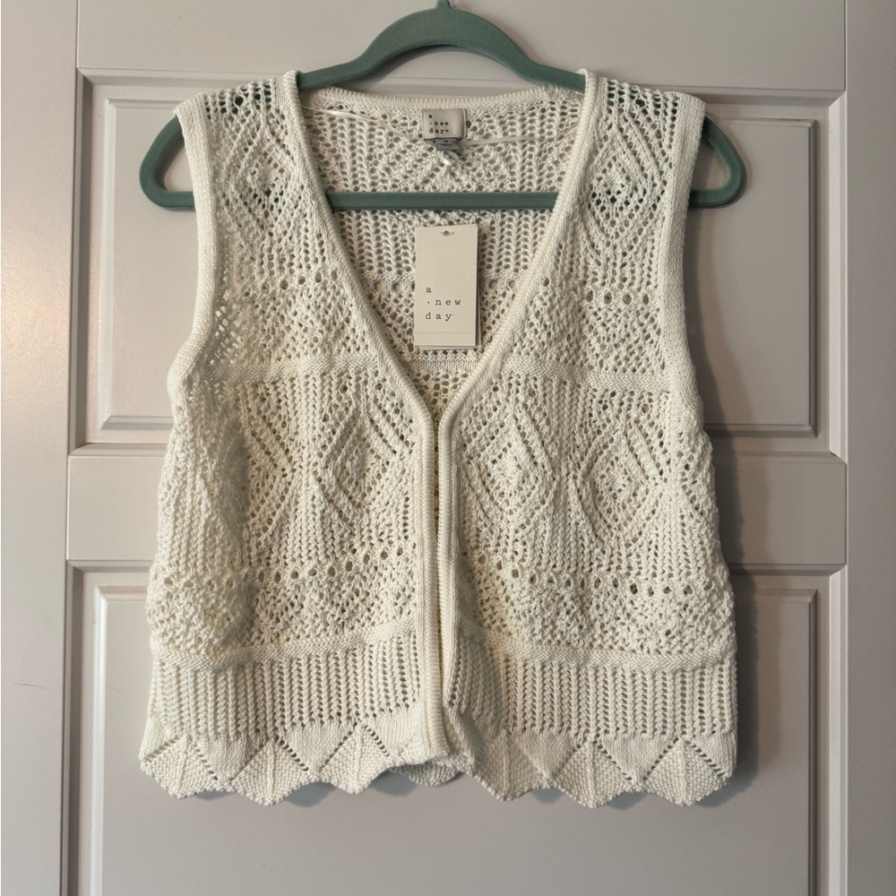 a new day Ivory Crochet Knit Vest